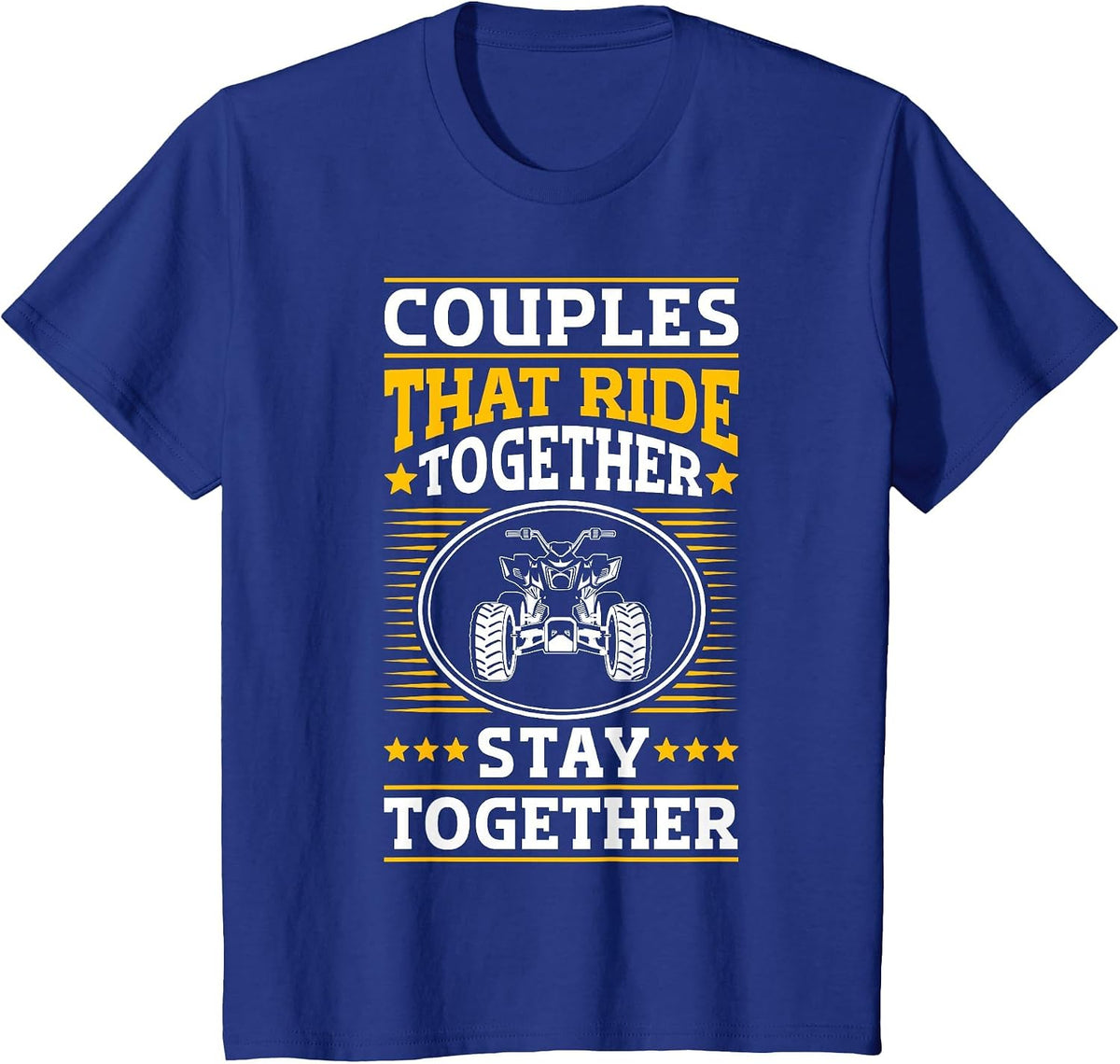 ATV Quad Biker Quad Bike Vintage Couples Driving T-Shirt - Royal Blue