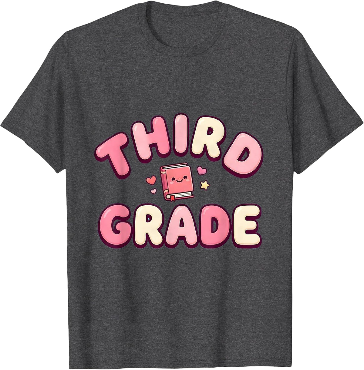 Third Grade Cute Kawaii Back To School Teacher Student T-Shirt - Dark Heather Grey