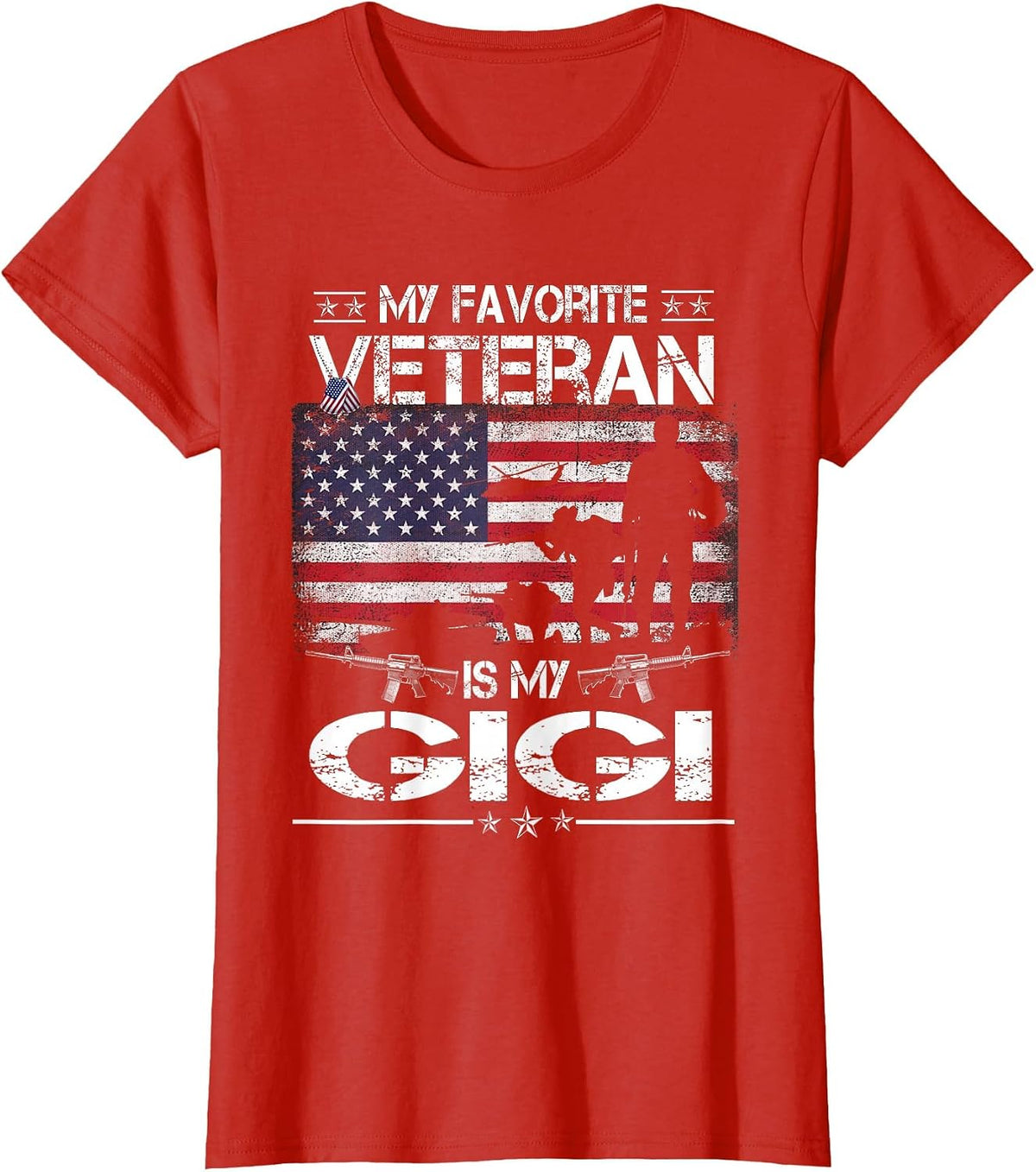 My Favorite Veteran is My Gigi - Flag Mother Veterans Day T-Shirt - Red