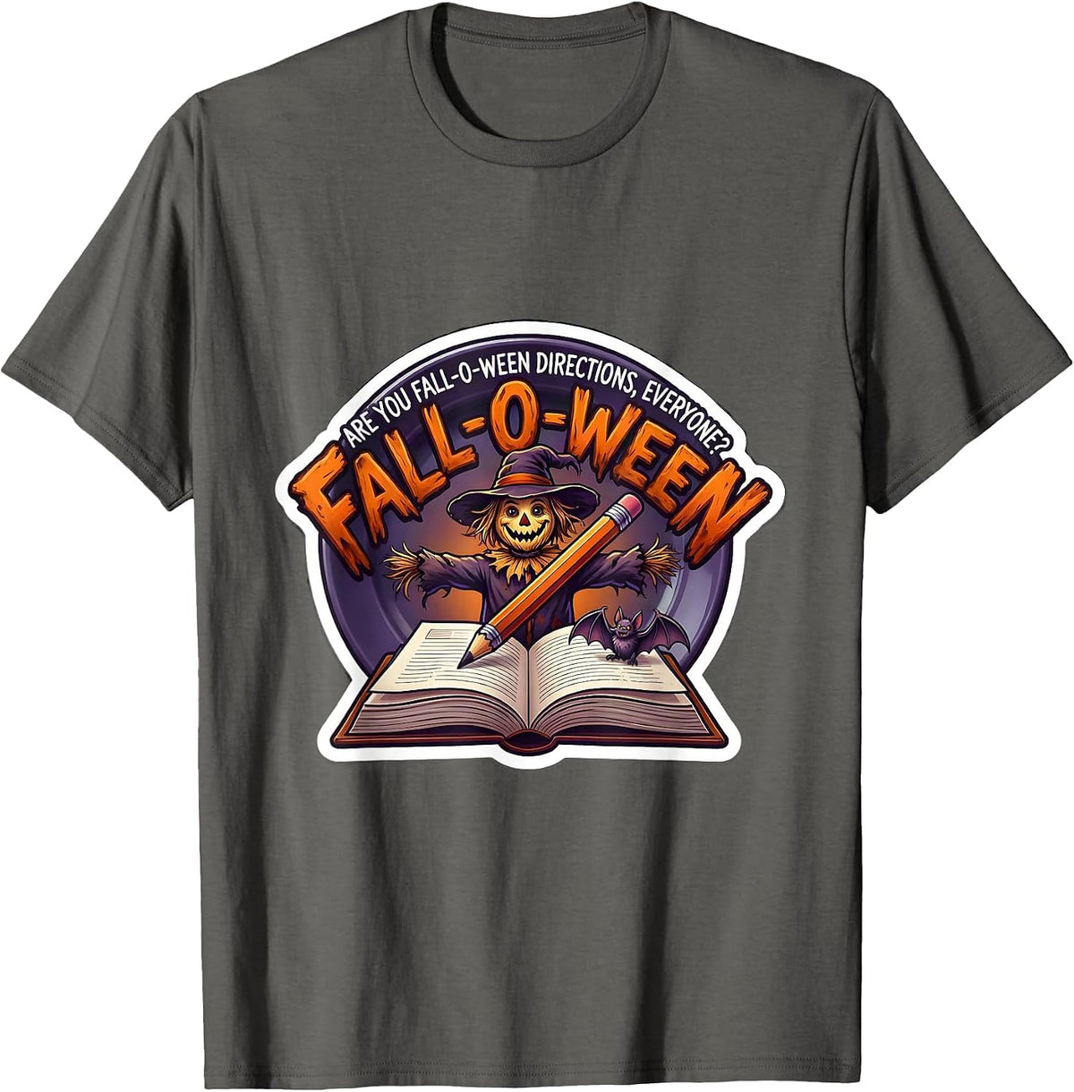 Men's Are You Fall-O-Ween Directions, Everyone? Teacher T-Shirt - Asphalt Grey