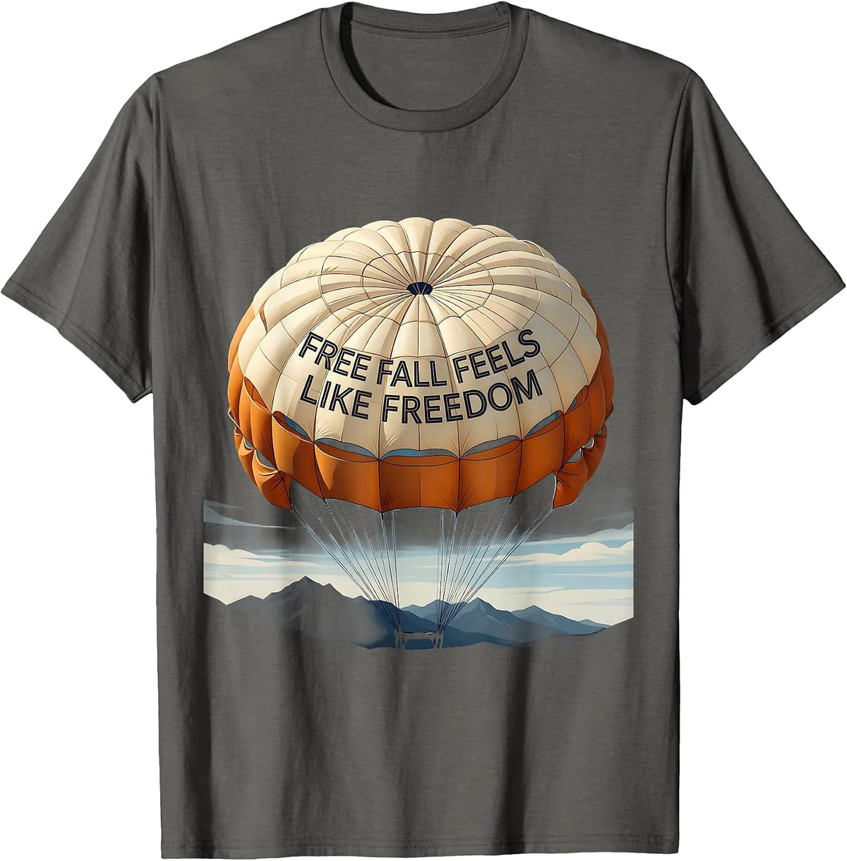 Free Fall Feels Like Freedom Skydiving Design T-Shirt - Asphalt Grey