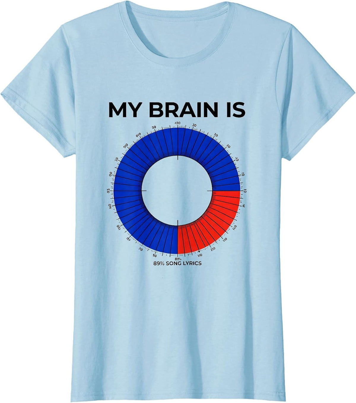 My Brain Is 89% Song Lyrics Funny Music Lover Gift T-Shirt - Baby Blue
