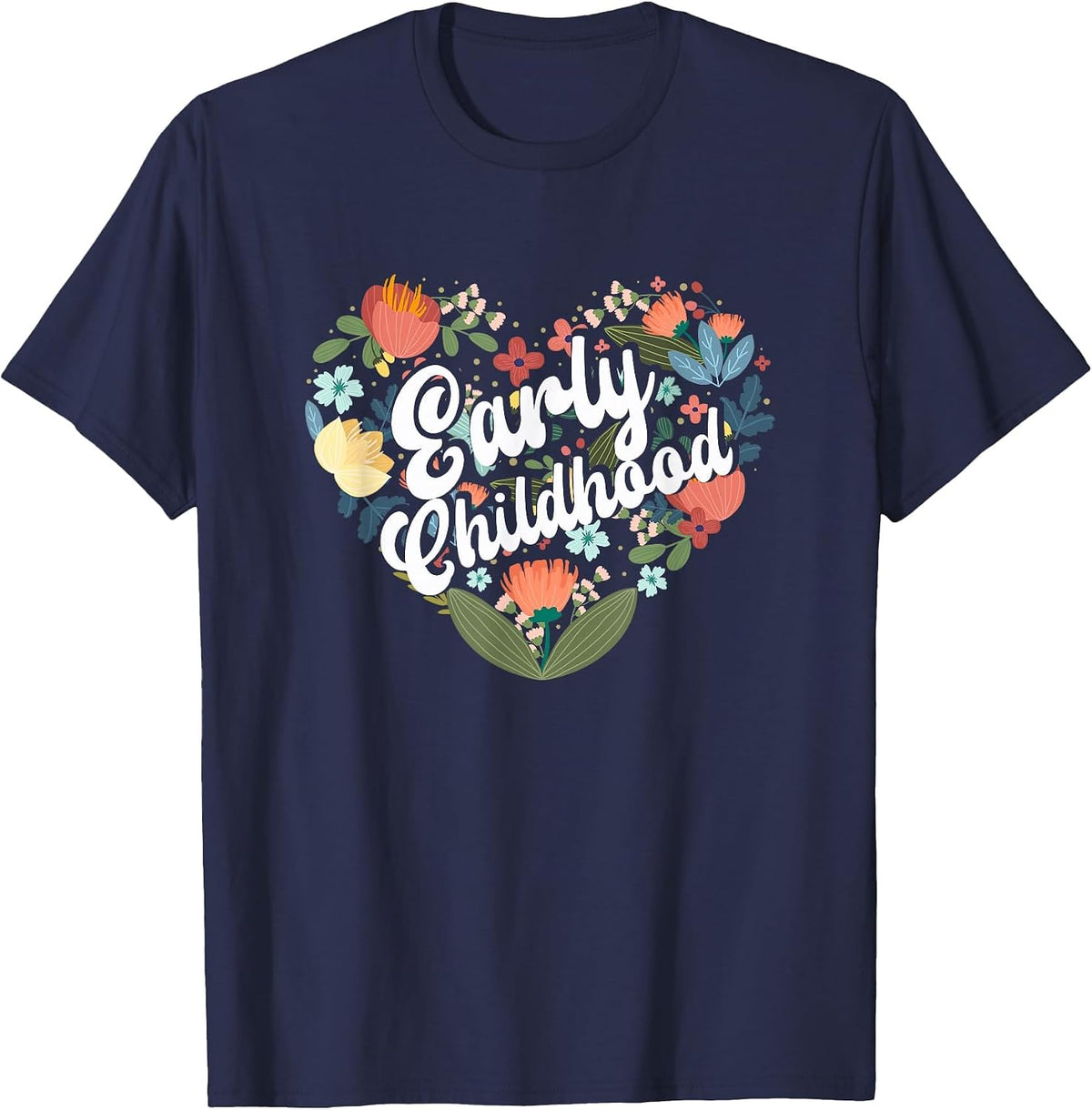 Teacher Early Childhood Educator Preschool Head Start Crew T-Shirt - Navy Blue