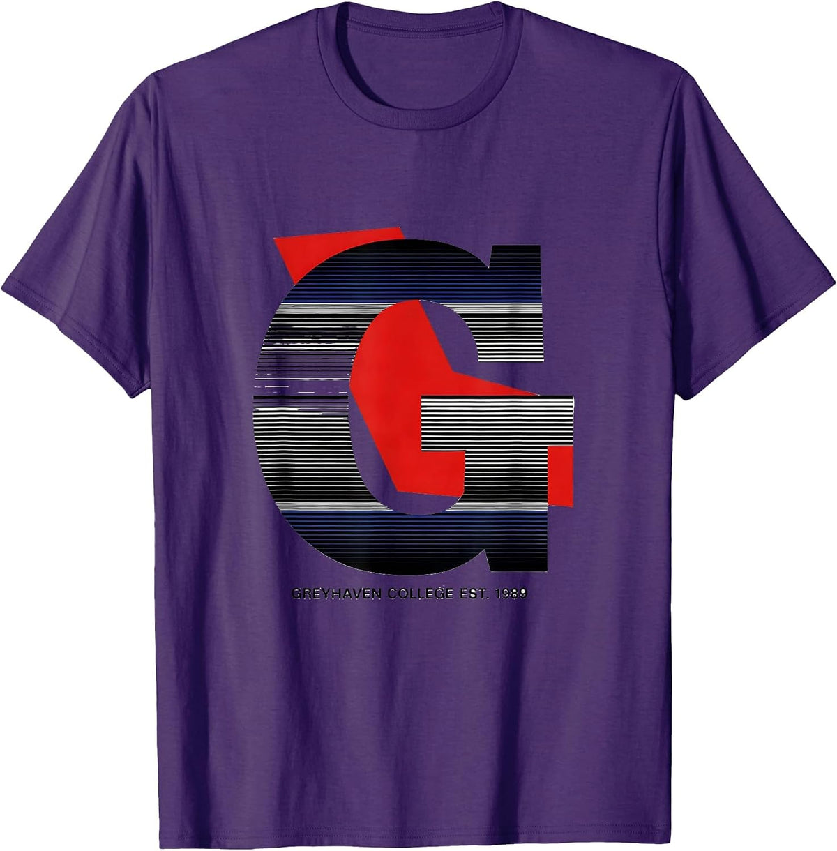 Greyhaven College Est. 1989 Retro Collegiate Arch Vintage T-Shirt - Purple