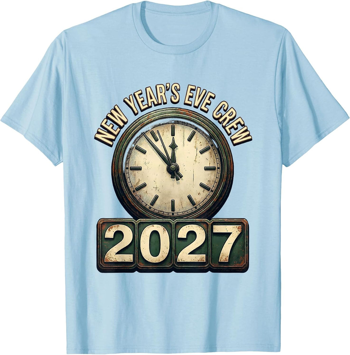 Men's New Year's Eve Crew 2027 Vintage Family Matching Holiday T-Shirt - Baby Blue