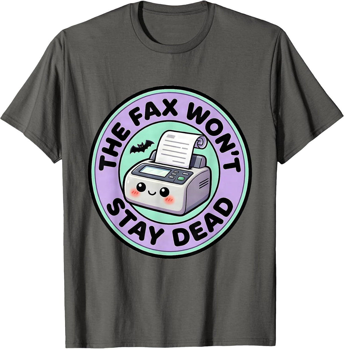 Men's The Fax Won't Stay Dead Cute Kawaii Pharmacy Tech Halloween T-Shirt - Asphalt Grey