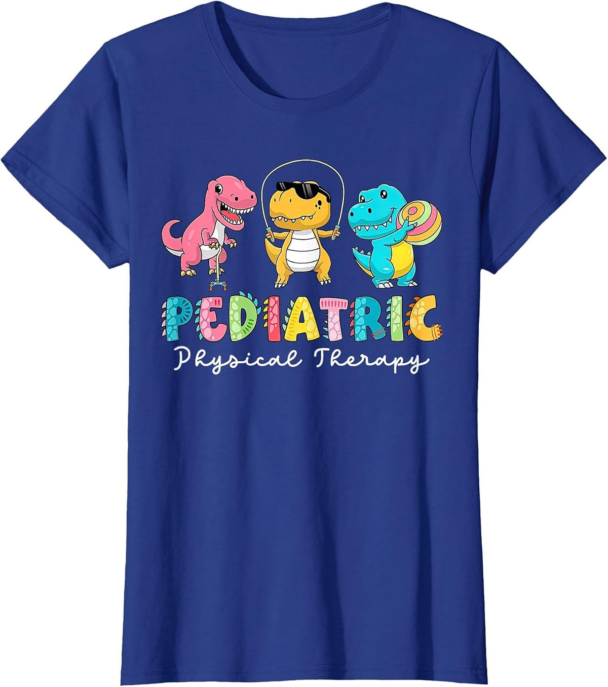Pediatric Physical Therapy Dinosaur PT Physical Therapist T-Shirt - Royal Blue
