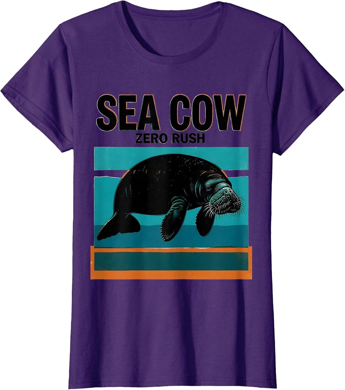 Women's Sea Cow Zero Rush Funny Manatee Lover Ocean Animal Humor T-Shirt - Purple
