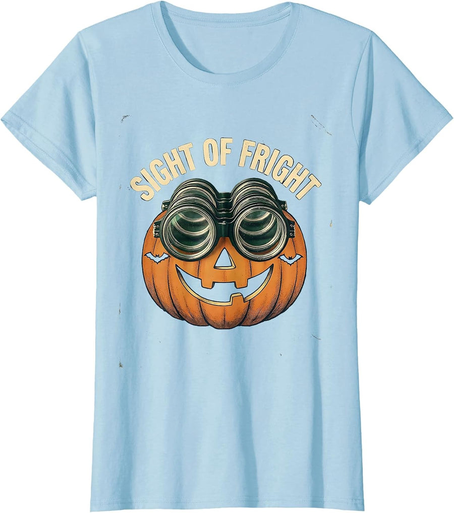 Women's Sight of Fright Vintage Halloween Optometrist Eye Doctor T-Shirt - Baby Blue