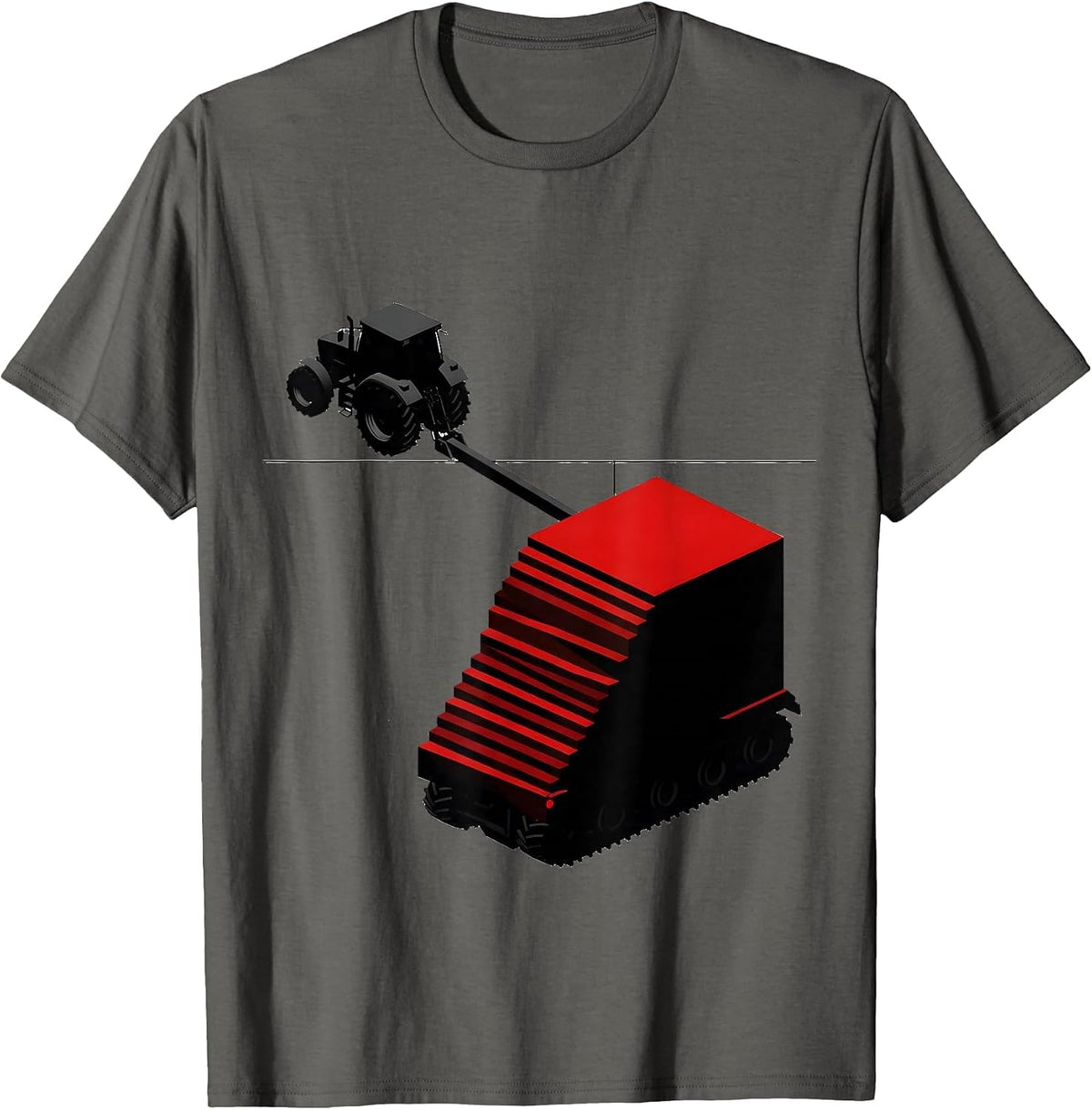 Geometric Tractor Cab American Flag Trucker T-Shirt - Asphalt Grey