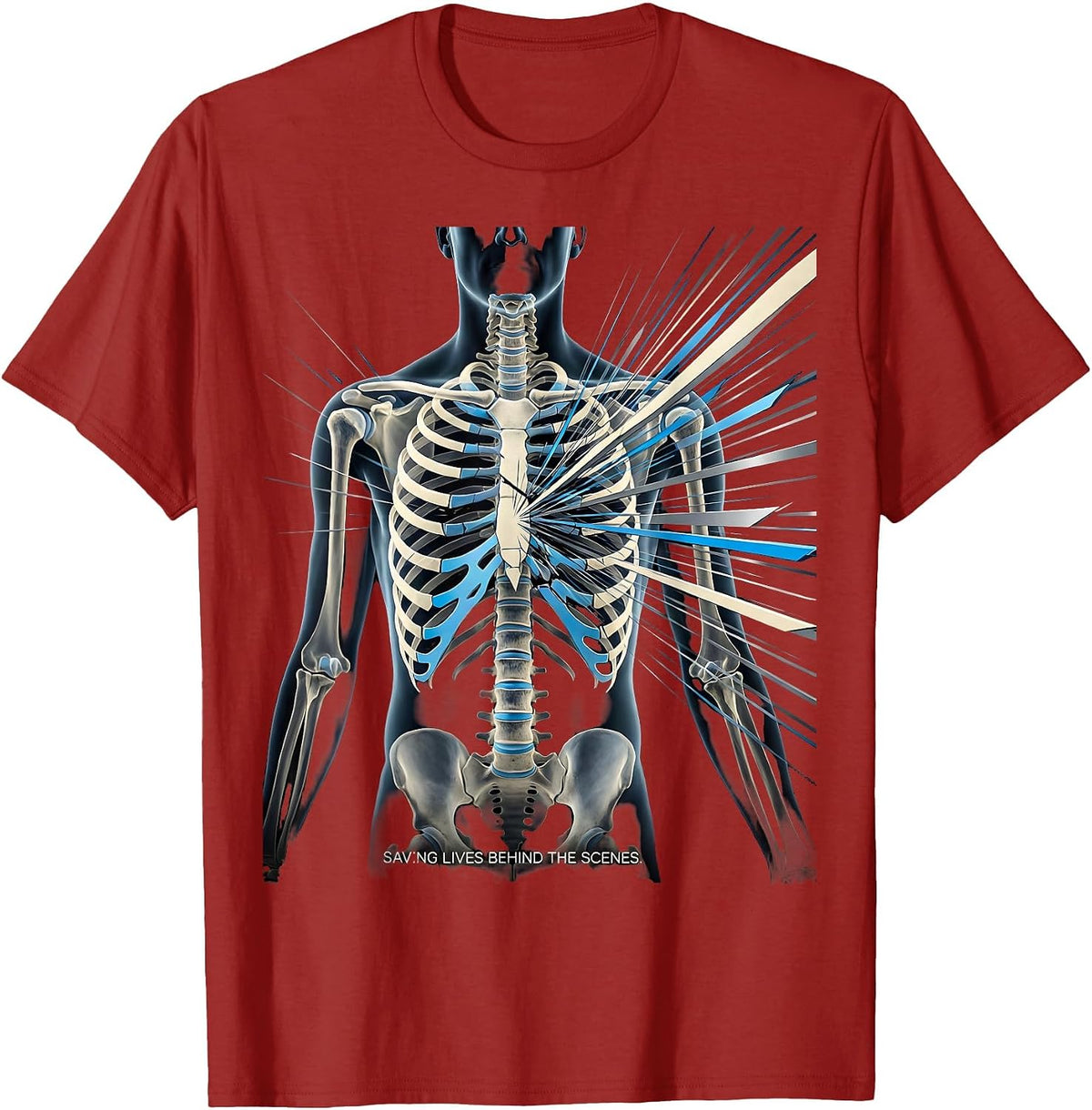 Saving Lives Behind the Scenes Radiology Design T-Shirt - Cranberry Red