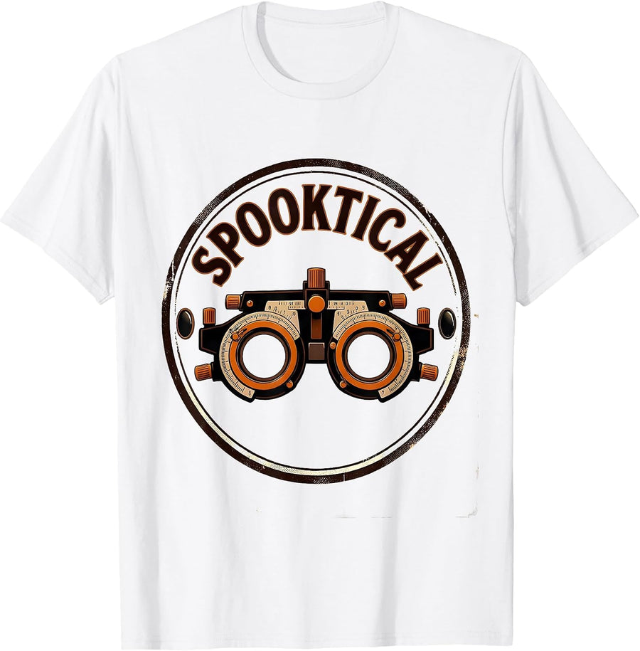 Men's Spooktical Halloween Optometrist Eye Doctor Humor T-Shirt - White