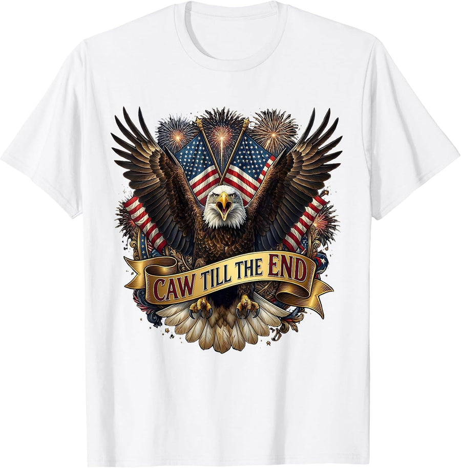 Men's Caw Till The End Crow Lover Design T-Shirt - White