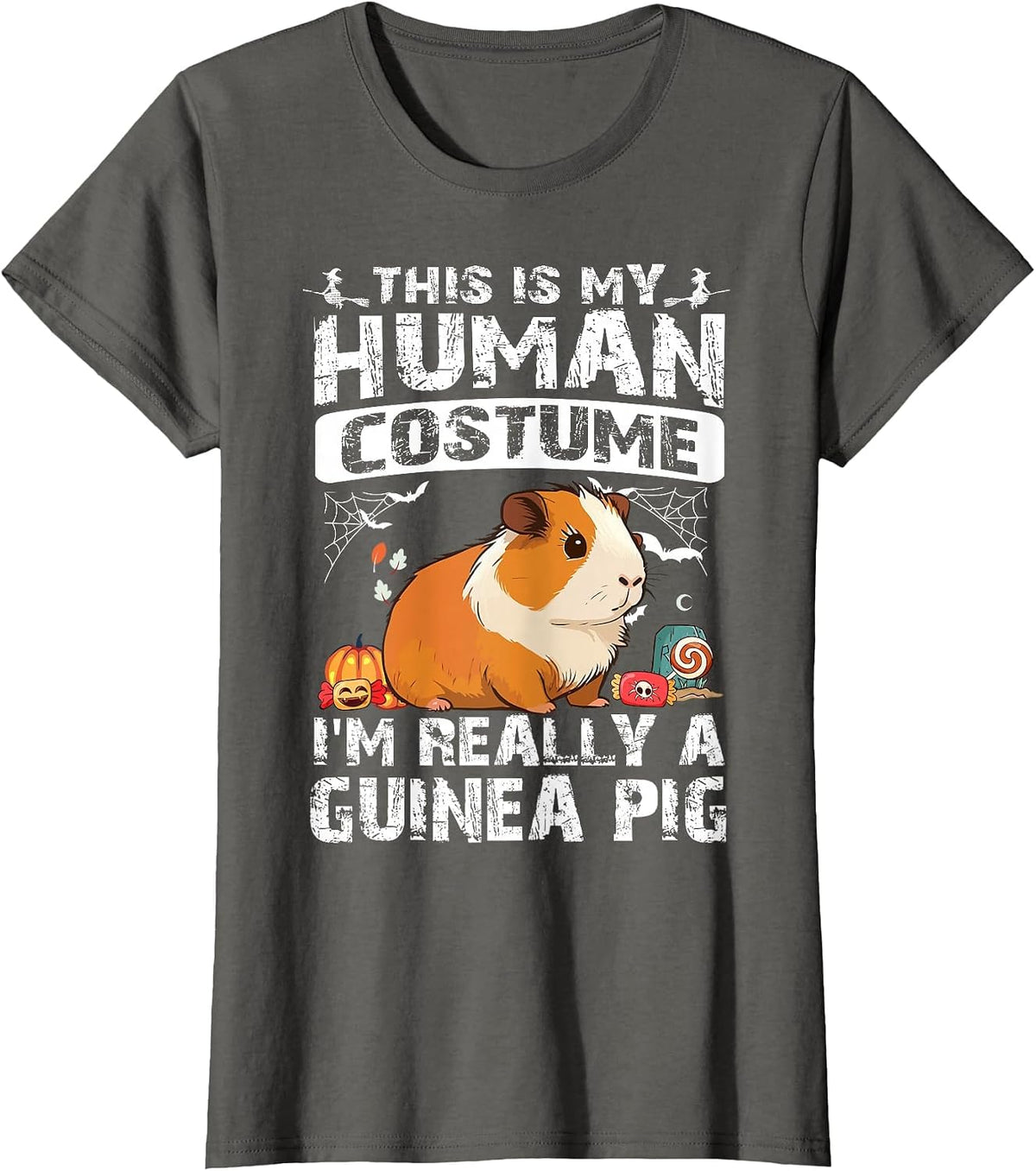 This is My Human Costume I'm Really A Guinea Pig Halloween T-Shirt - Asphalt Grey
