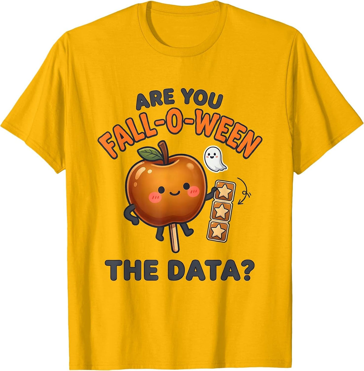 Men's Are You Fall-O-Ween The Data Kawaii Teacher Halloween T-Shirt - Golden Yellow
