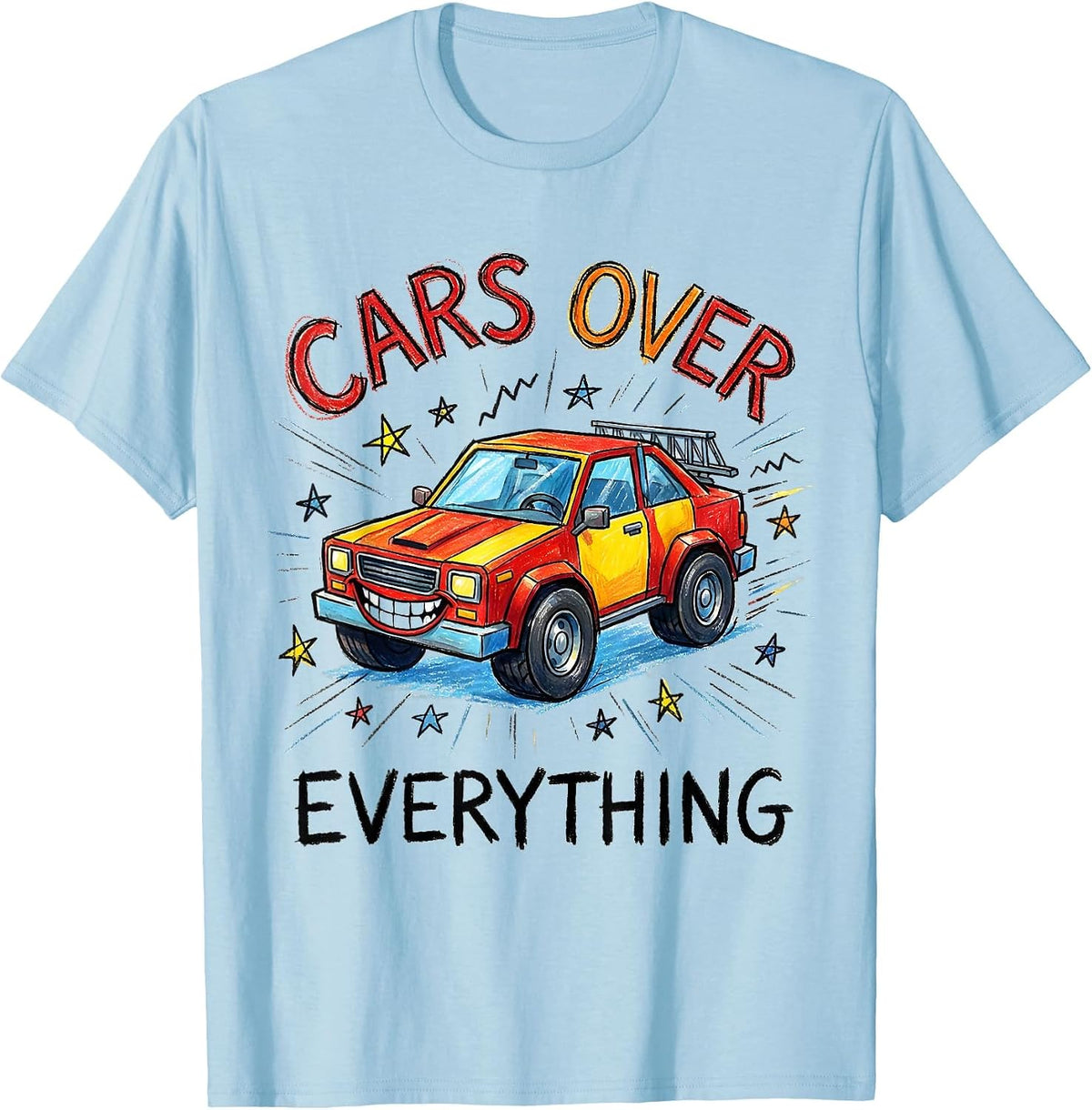 Men's Cars Over Everything Automotive Enthusiast Design T-Shirt - Baby Blue
