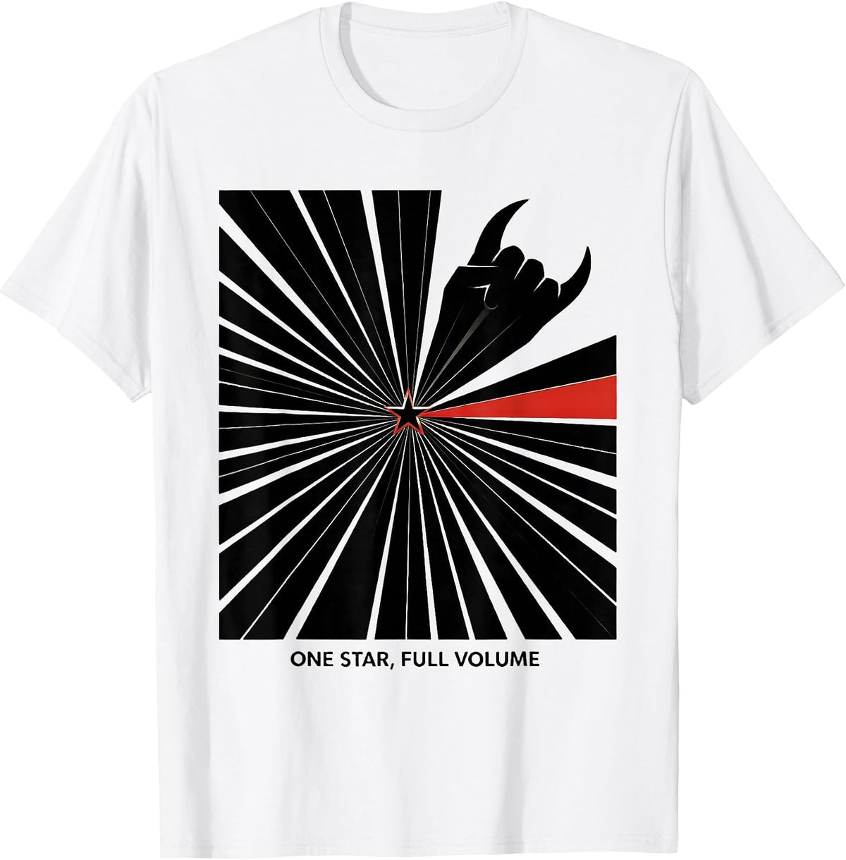 Men's One Star Full Volume Heavy Metal Rock Christmas Humor T-Shirt - White