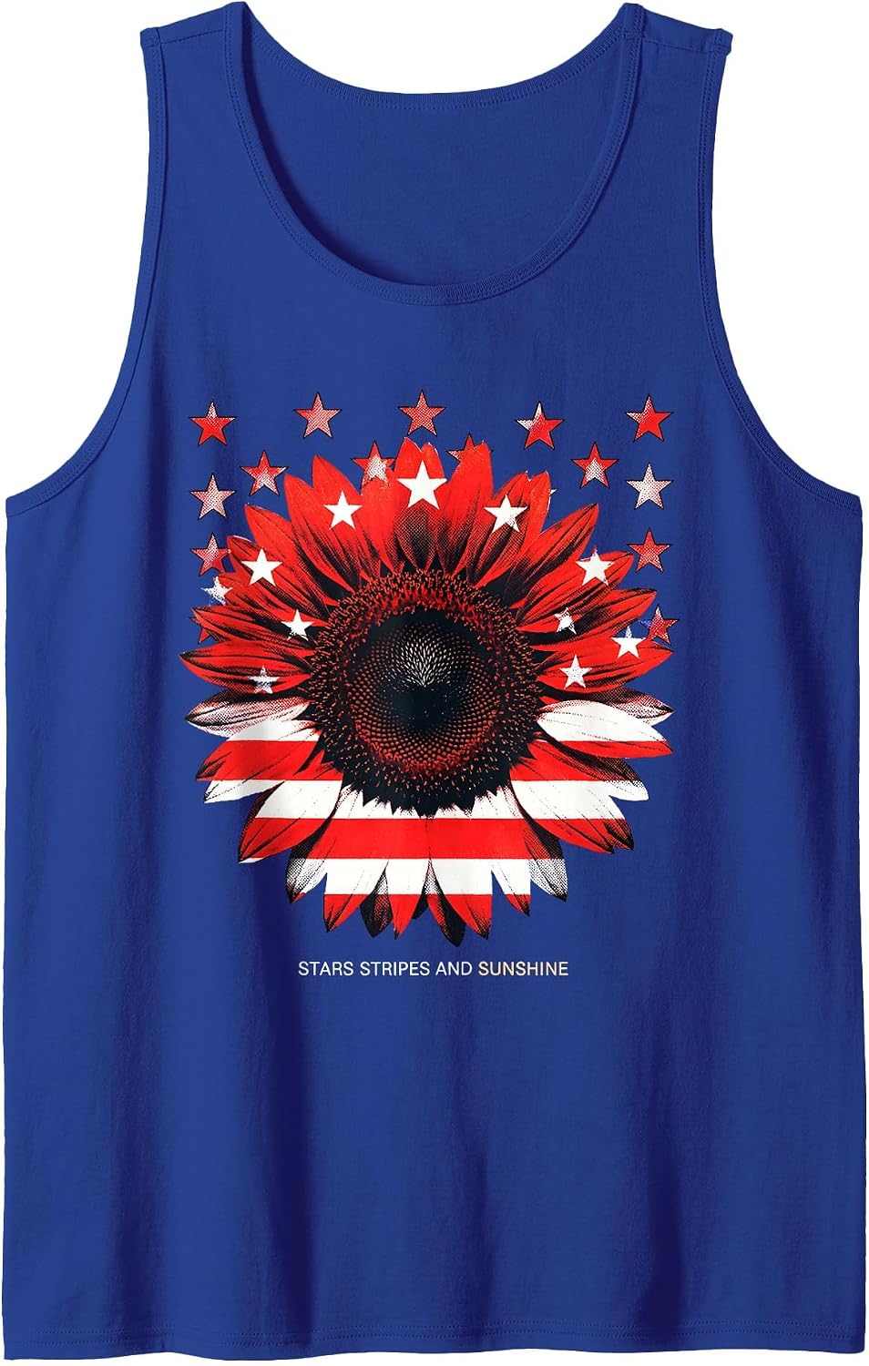 Stars Stripes and Sunshine Red White Blue Design Tank Top - Royal Blue