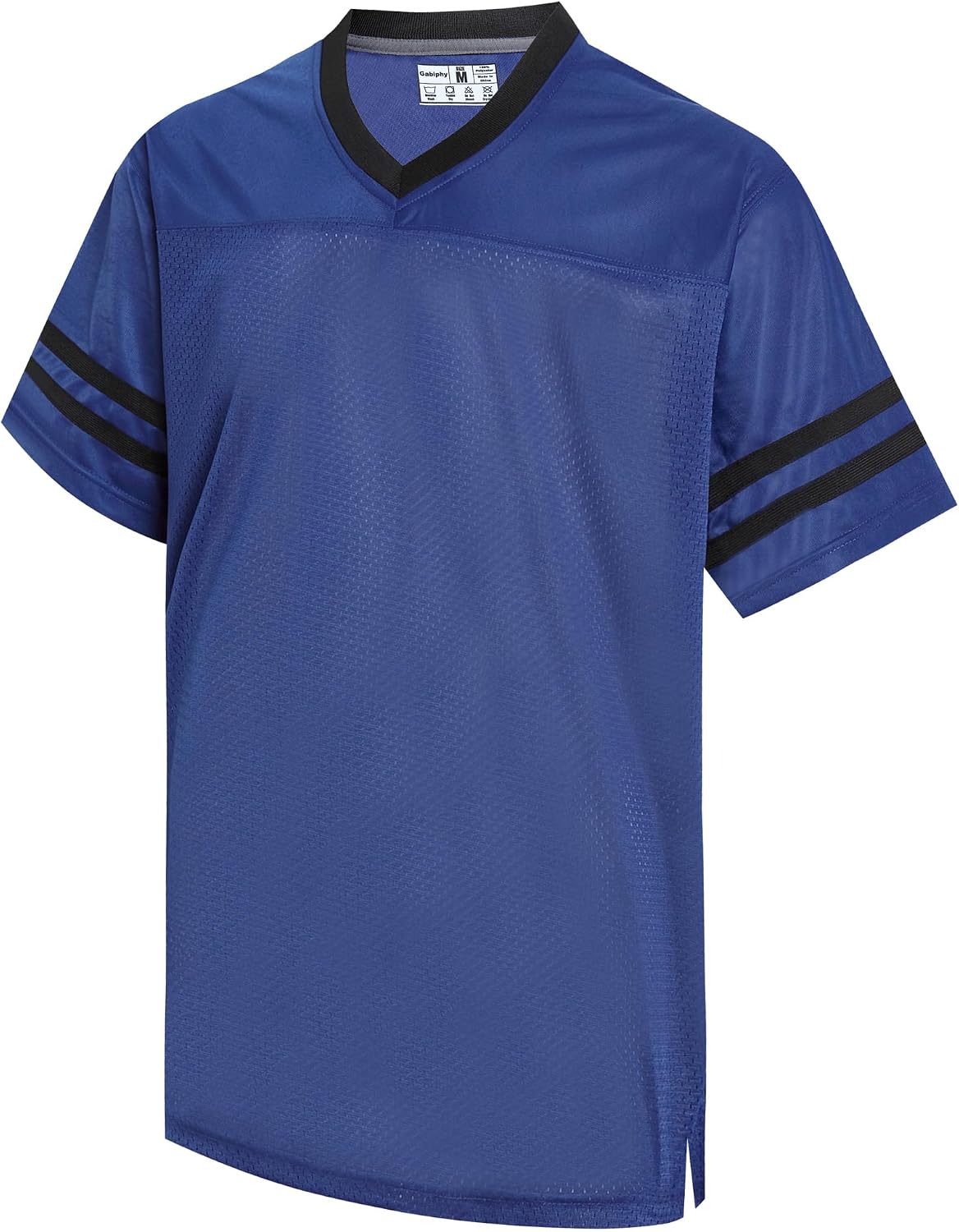 Men's Retro Football Jerseys V-Neck Short Sleeve T-Shirts Workout Gym Running Hiking Shirts - Royal Jersey-black Stripe