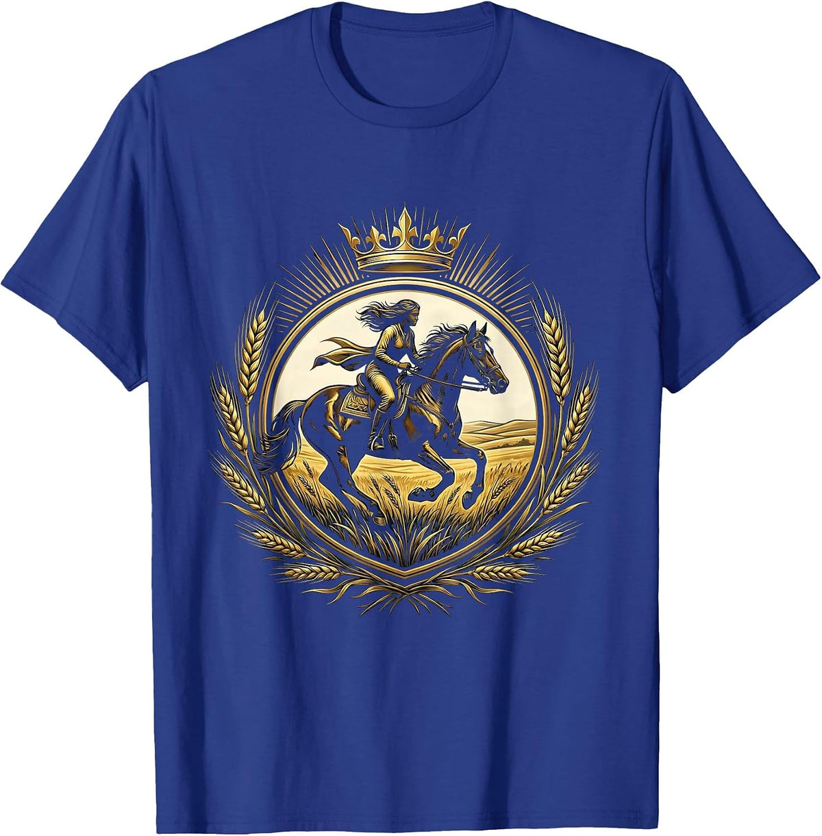 Horseback Rider Crossing the Open Prairie T-Shirt - Royal Blue