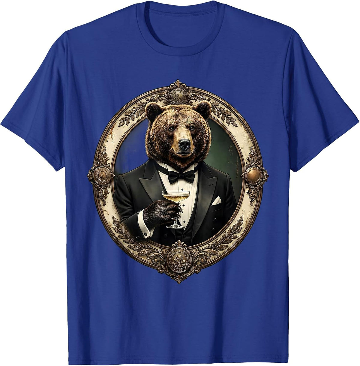 Men's Dapper Bear in Tuxedo Champagne Toast T-Shirt - Royal Blue