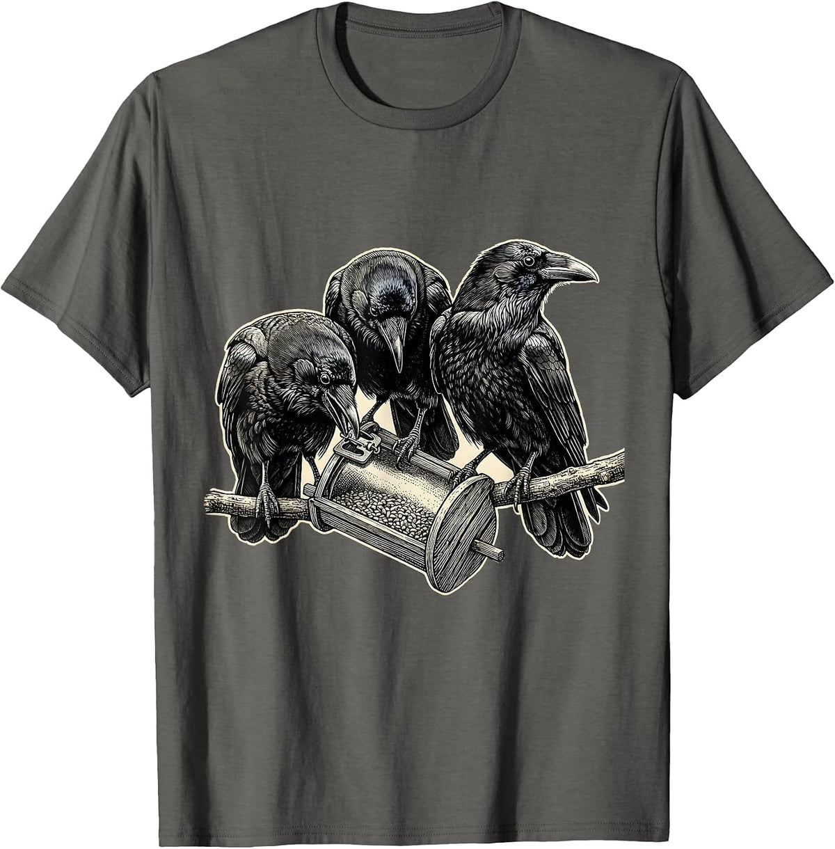 Attempted Murder Crows Dark Humor Gothic Bird Lover T-Shirt - Asphalt Grey