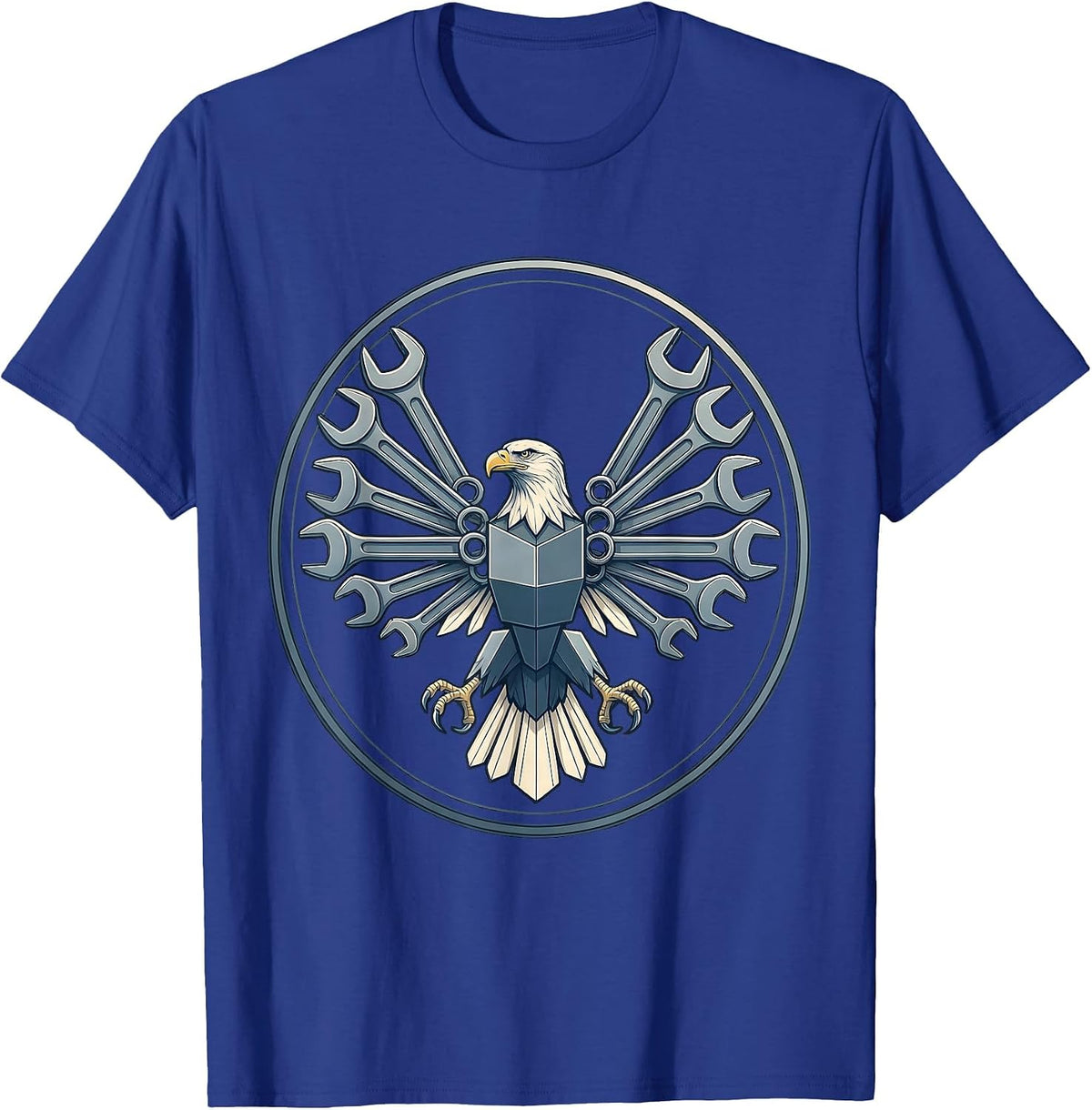 Men's Eagle Wings Socket Wrench Mechanic Graphic T-Shirt - Royal Blue