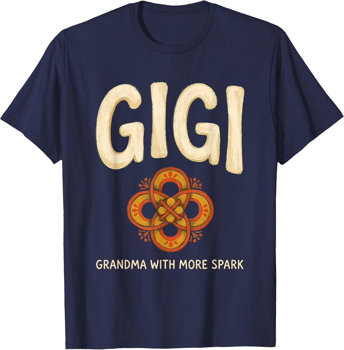Men's Gigi Grandma With More Spark Folk Art Personal Name Gift T-Shirt - Navy Blue