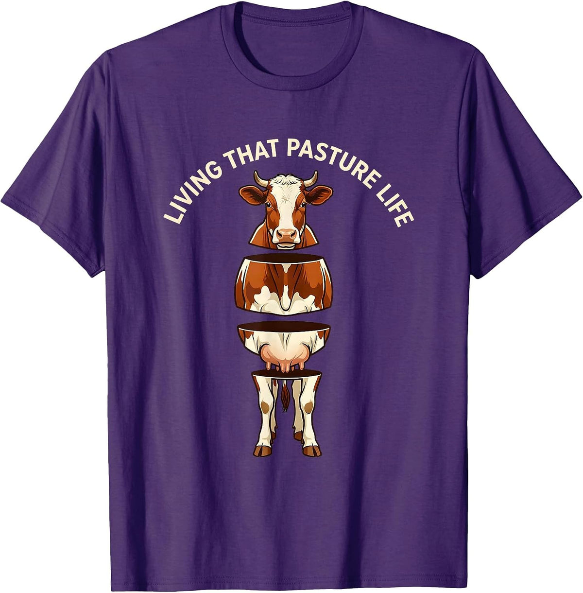 Living That Pasture Life Cow Lover Design T-Shirt - Purple