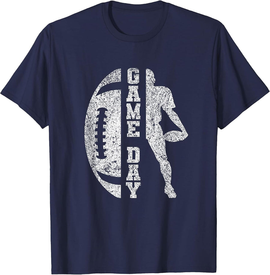 Game Day Football - Cute Football Top T-Shirt - Navy Blue