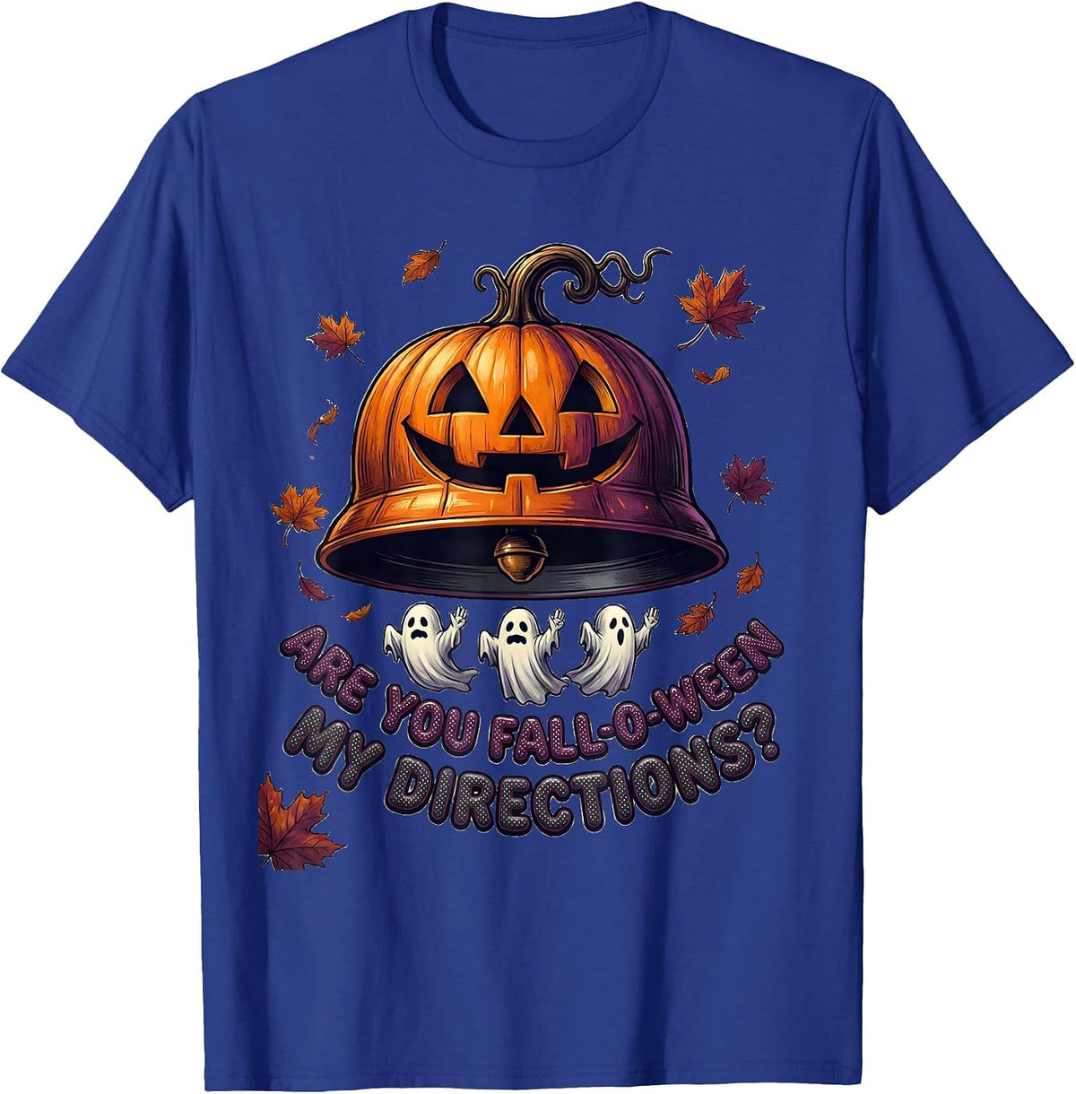 Men's Are You Fall-O-Ween My Directions Teacher Halloween Ghost T-Shirt - Royal Blue
