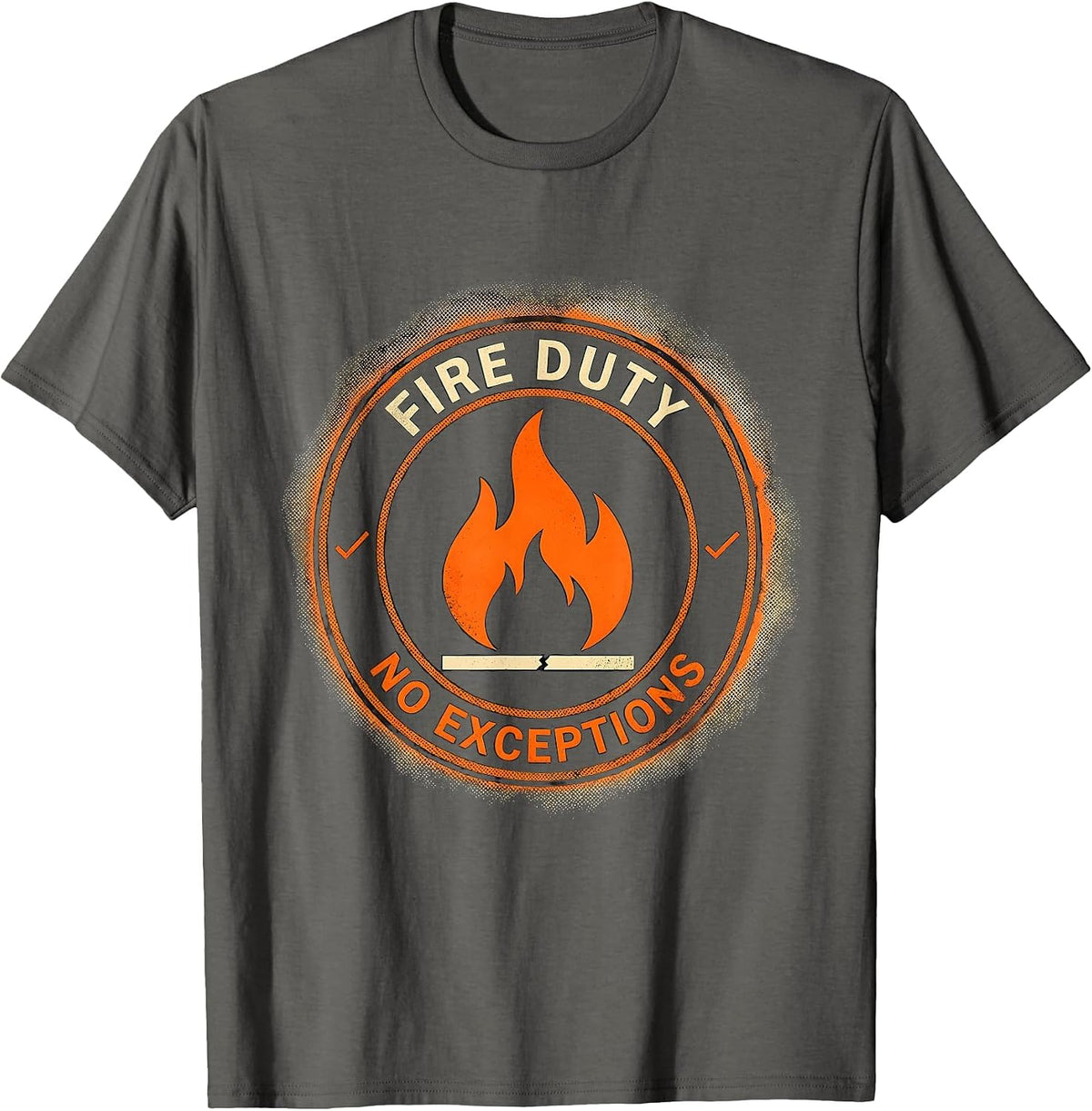 Men's Fire Duty No Exceptions Bold Halloween Costume Humor T-Shirt - Asphalt Grey