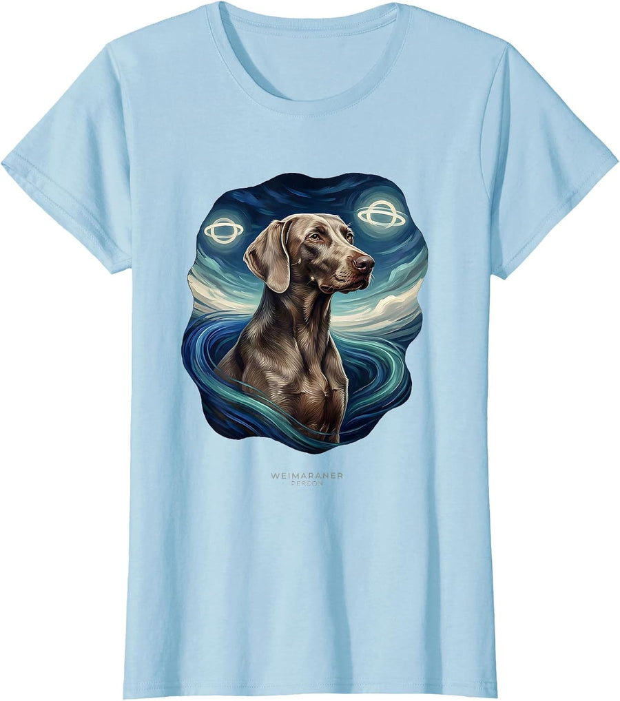 Women's Weimaraner Person Vintage Dog Breed Tribute Gift T-Shirt - Baby Blue