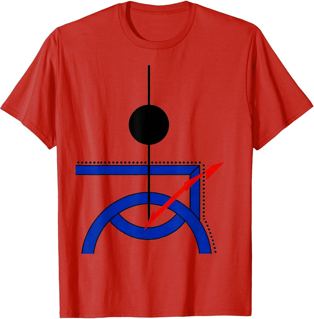 Men's Billiards Aim Line Modernist Pool Player Humor T-Shirt - Red