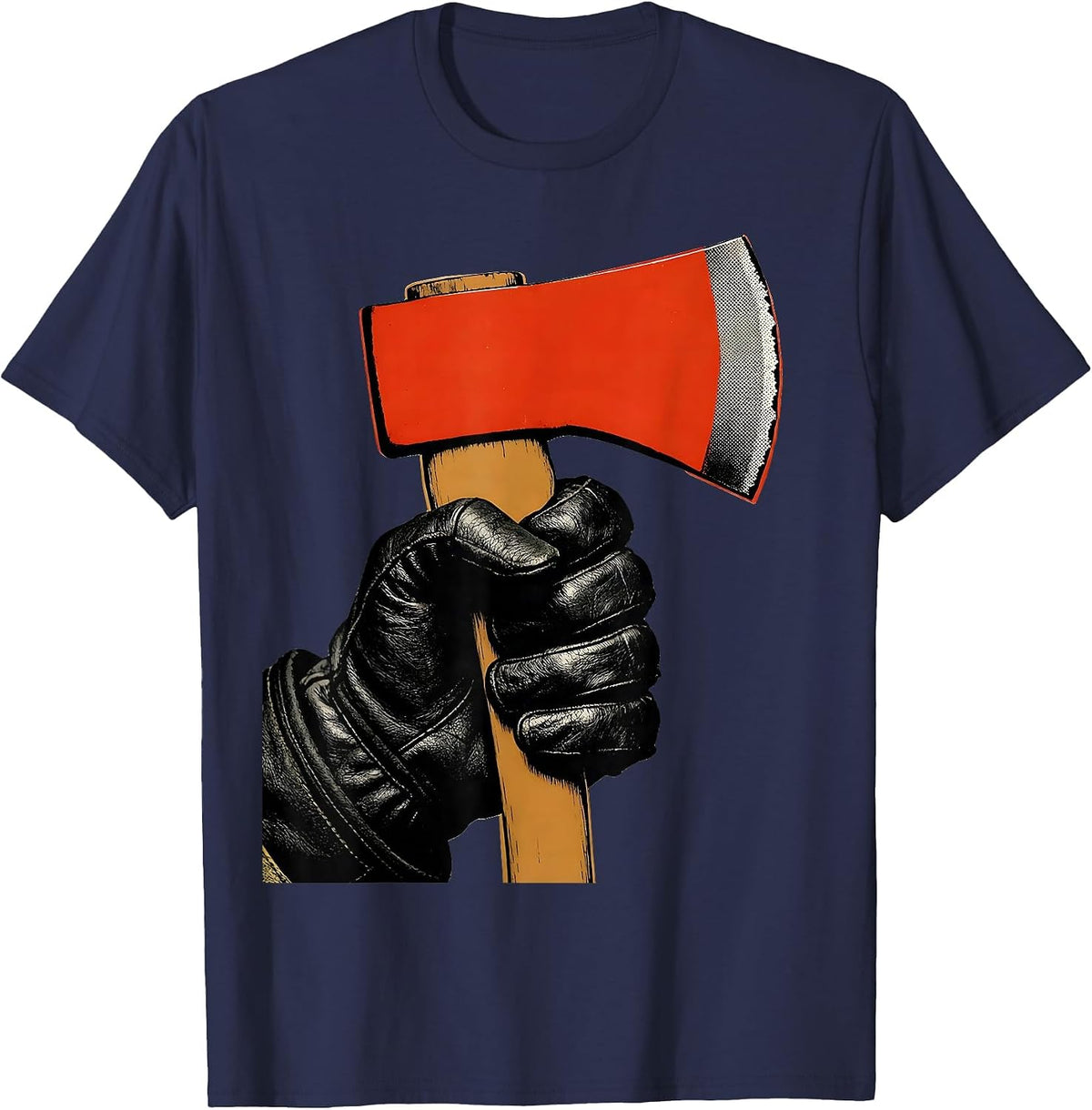 Firefighter Axe Grip Graphic Tee T-Shirt - Navy Blue