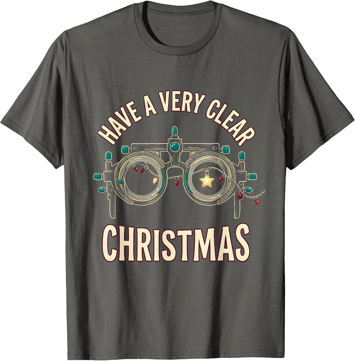 Men's Have A Very Clear Christmas Optometrist Eyewear Humor T-Shirt - Asphalt Grey