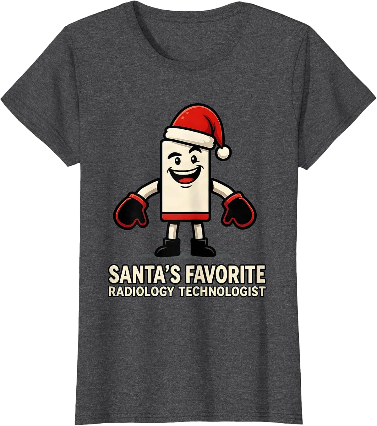 Women's Santa's Favorite Radiology Technologist Funny T-Shirt - Dark Heather Grey