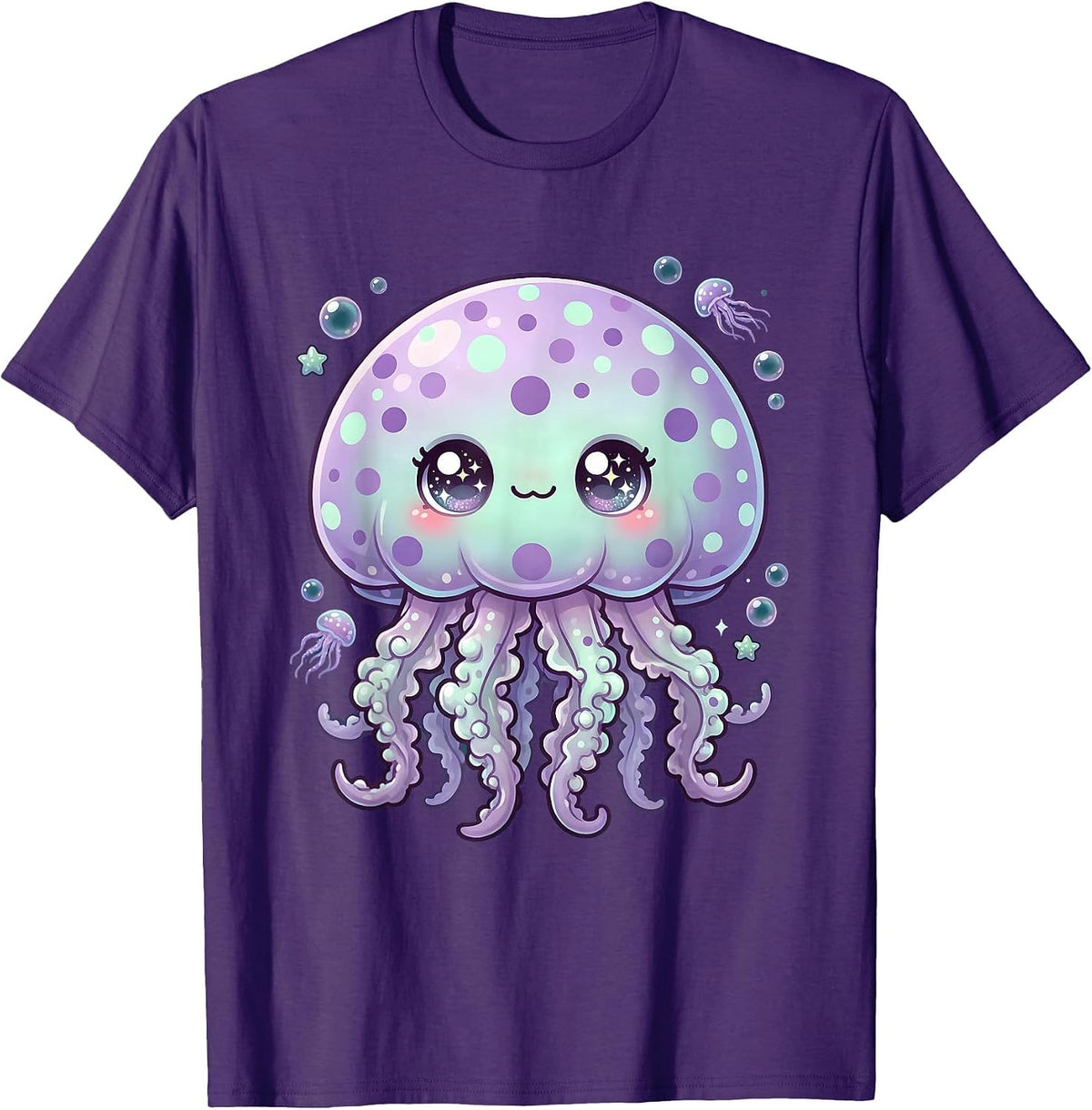 Polka Dot Jellyfish Deep Sea Ocean Art T-Shirt - Purple
