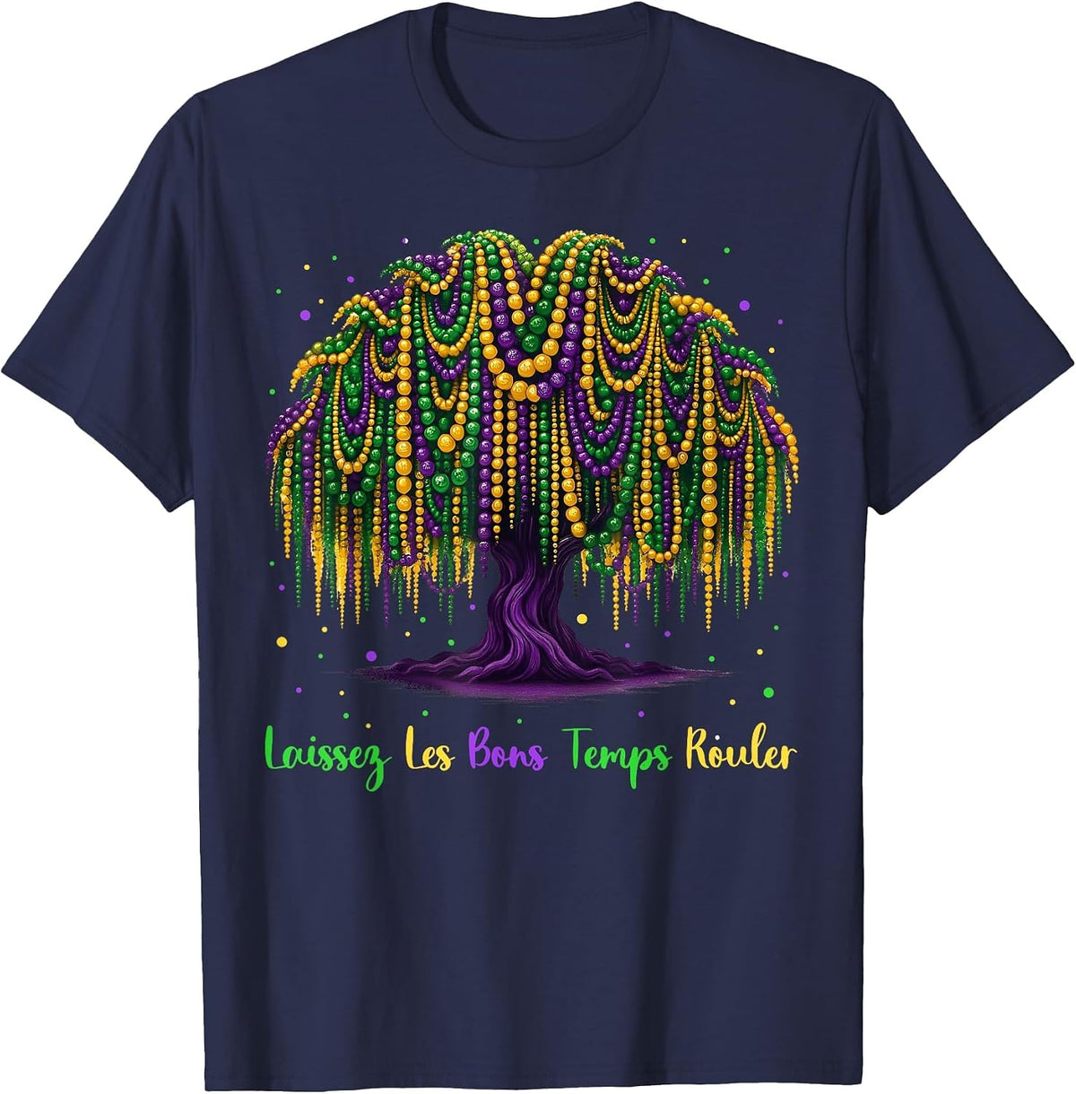 Mardi Gras Bead Tree Carnival New Orleans for Women Men Kid T-Shirt - Navy Blue