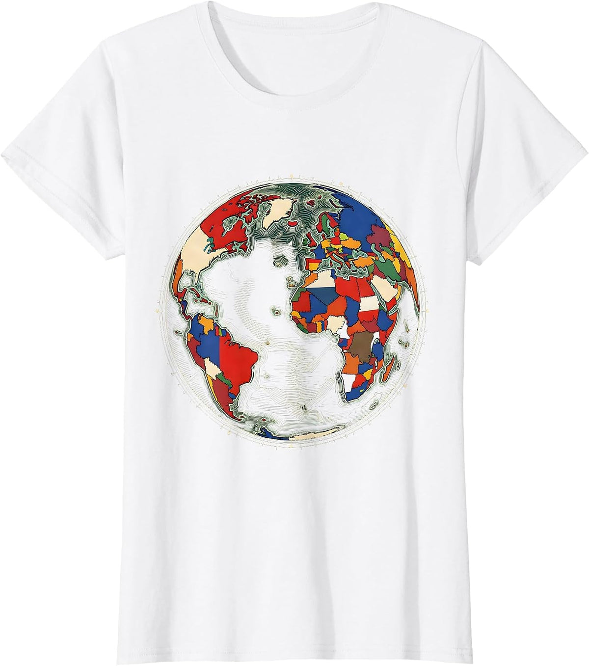 Global Flags Mosaic Geography Lover Travel Enthusiast T-Shirt - White