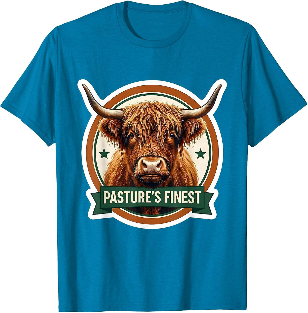 Pasture's Finest Funny Highland Cow Sarcastic Animal-Lover T-Shirt - Sapphire Blue