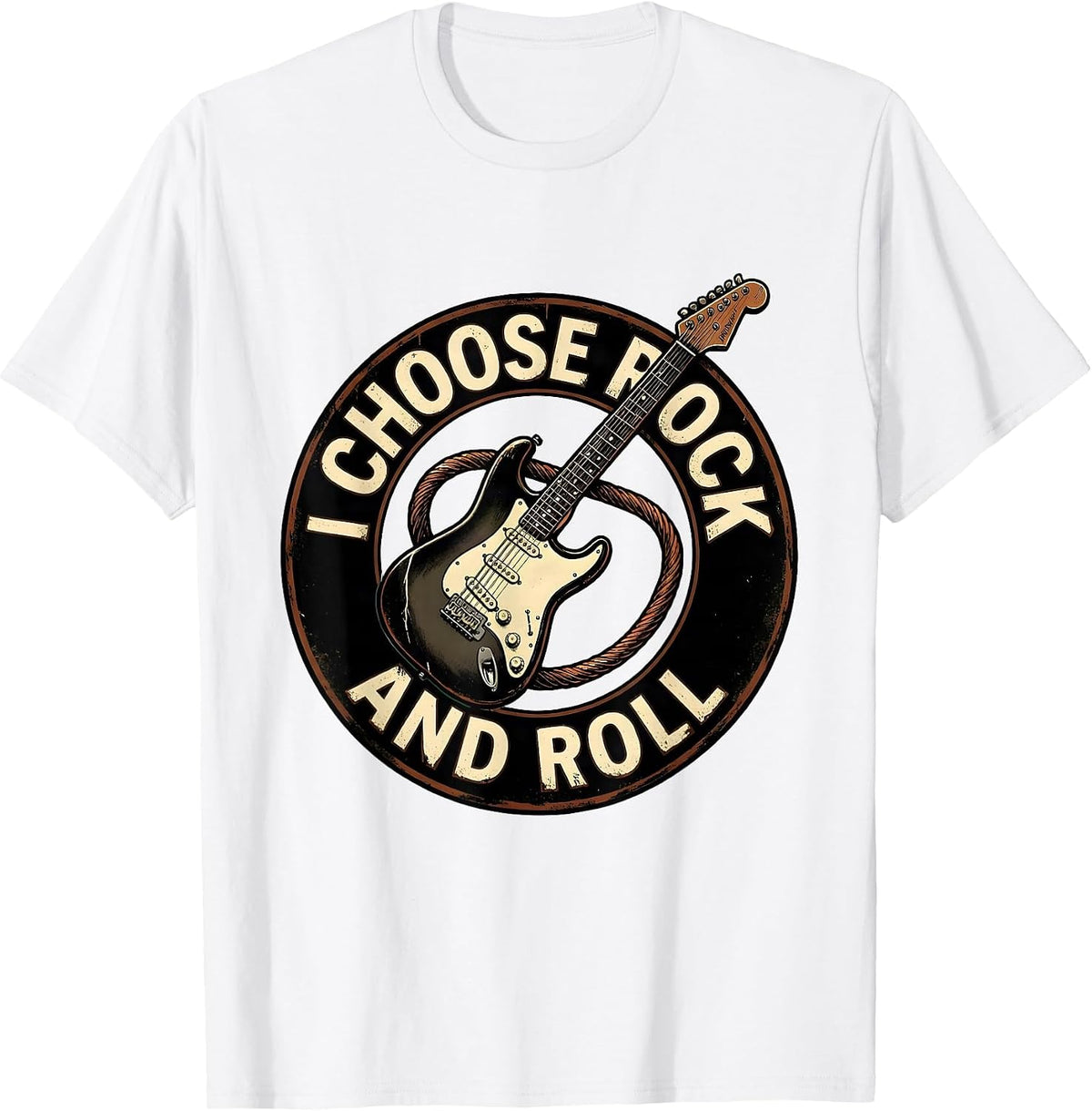 Men's I Choose Rock And Roll Vintage Rock Music Fan Heavy Metal T-Shirt - White