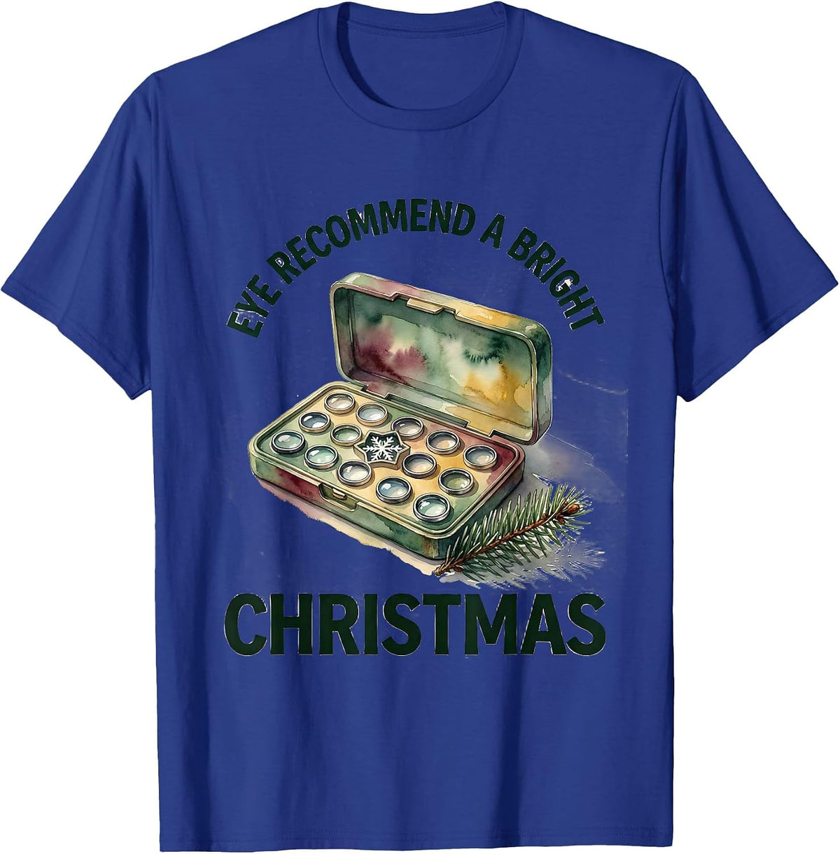 Men's Eye Recommend A Bright Christmas Watercolor Optometrist T-Shirt - Royal Blue