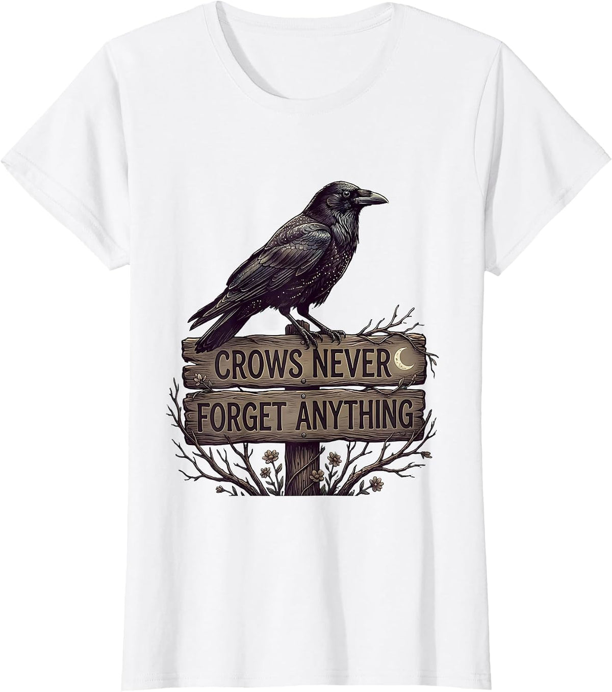 Crows Never Forget Anything F Awk F Crow Design T-Shirt - White