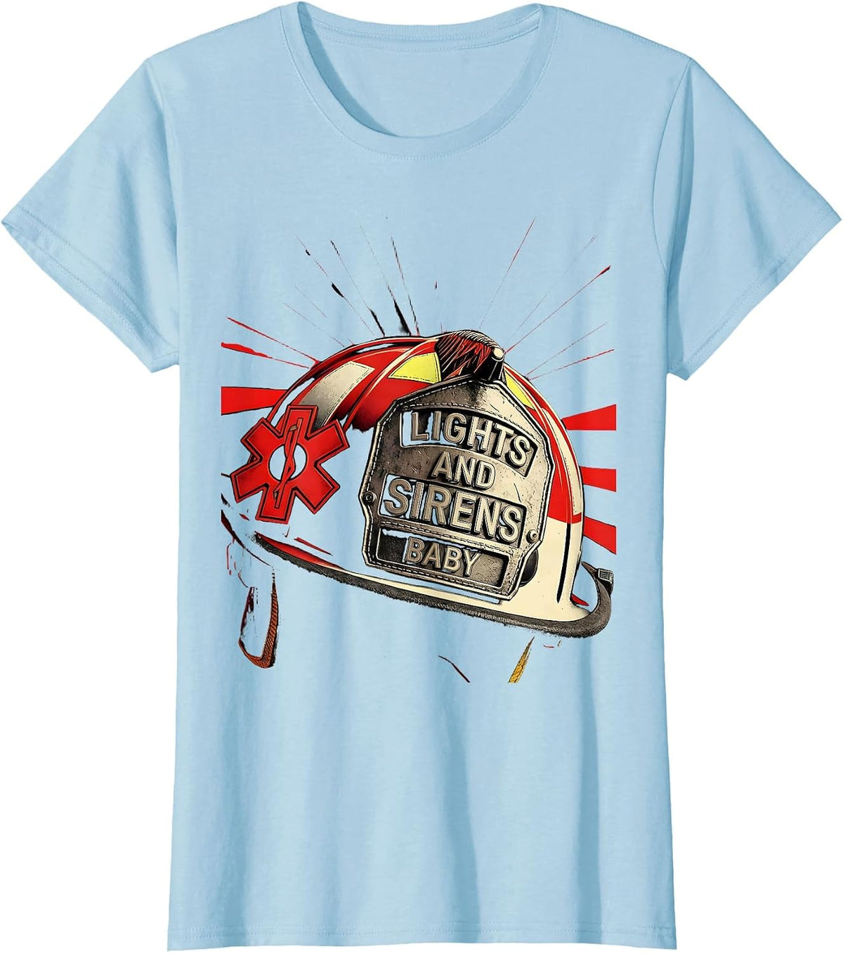 Lights and Sirens Baby EMT First Responder Design T-Shirt - Baby Blue