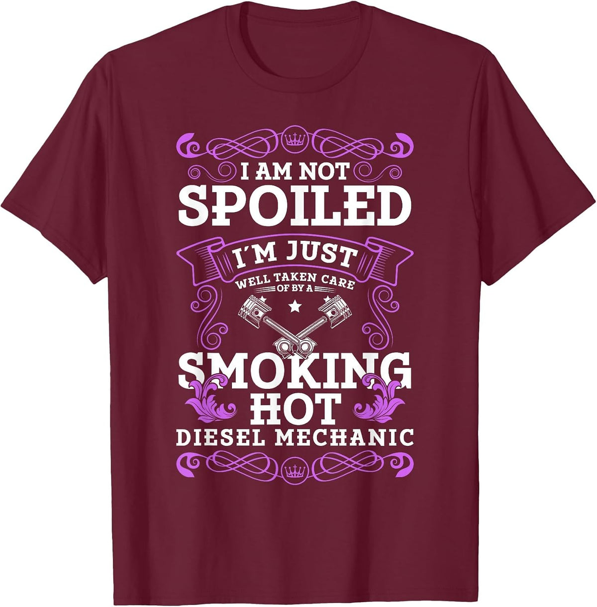 Diesel Mechanic Girlfriend Diesel Mechanic Woman T-Shirt - Burgundy