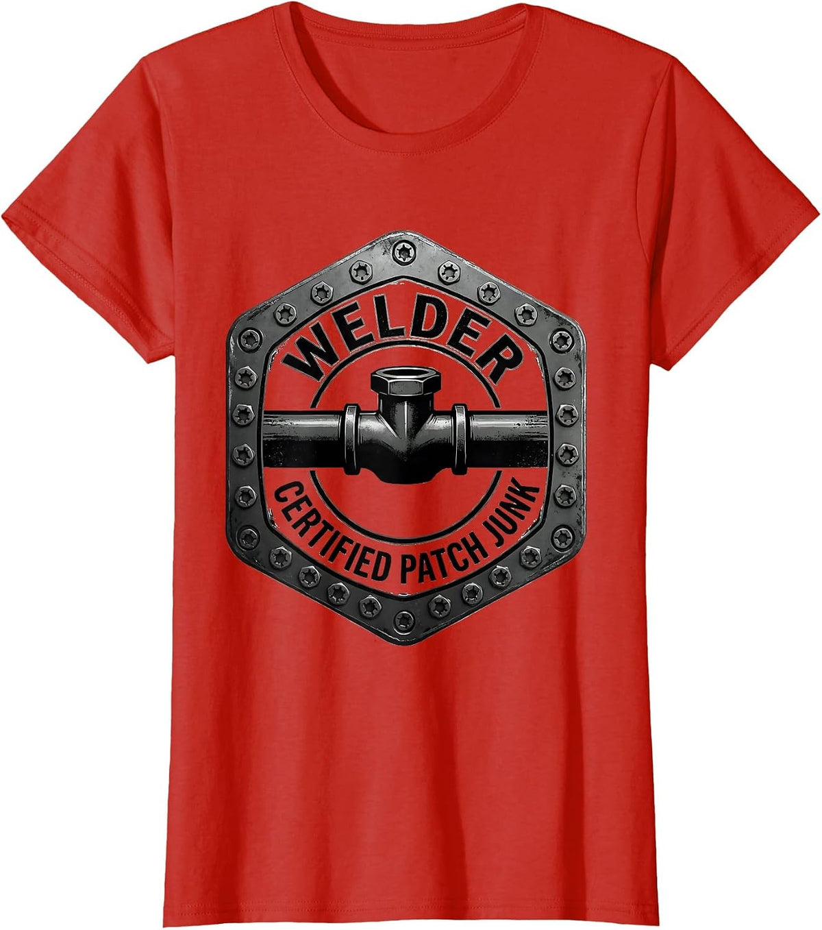 Welder — Certified Patch Junk Oilfield Worker Rugged T-Shirt - Red