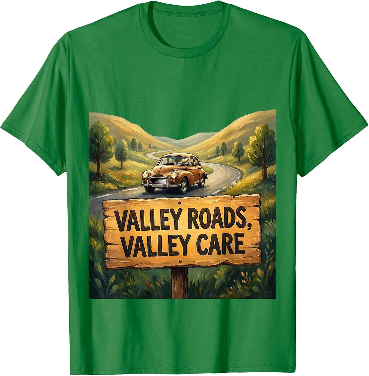 Men's Valley Roads Valley Care Automotive Design T-Shirt - Kelly Green