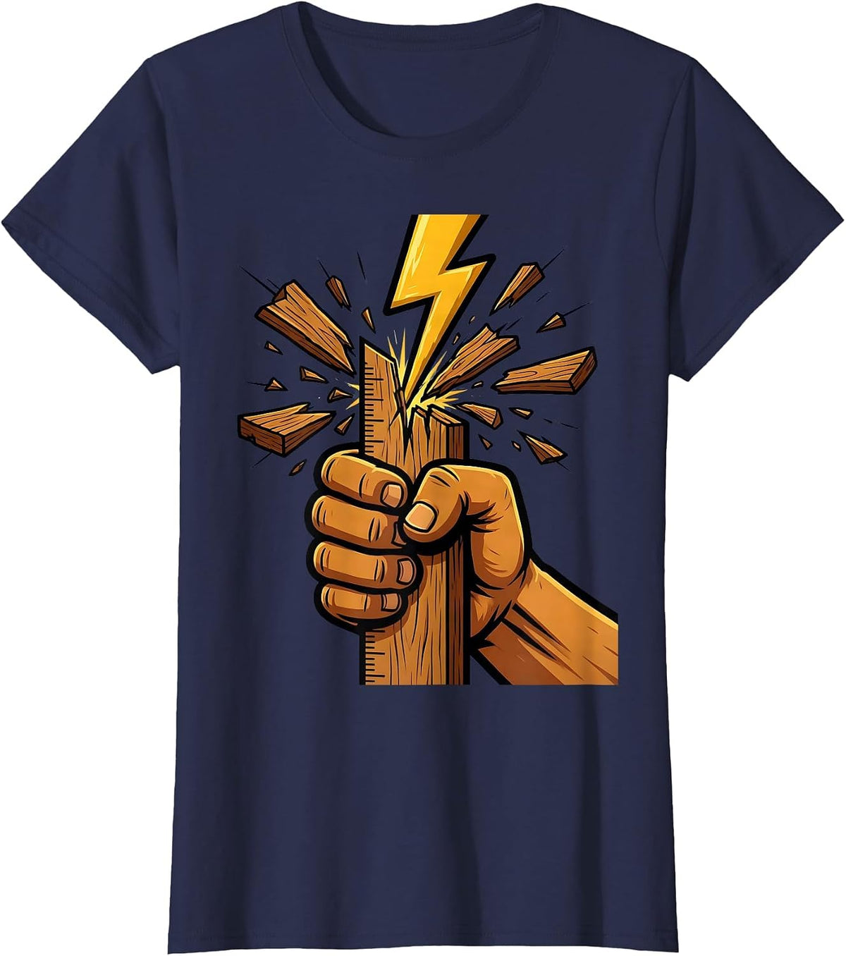 Women's Third Grade Teacher Lightning Ruler Graphic T-Shirt - Navy Blue