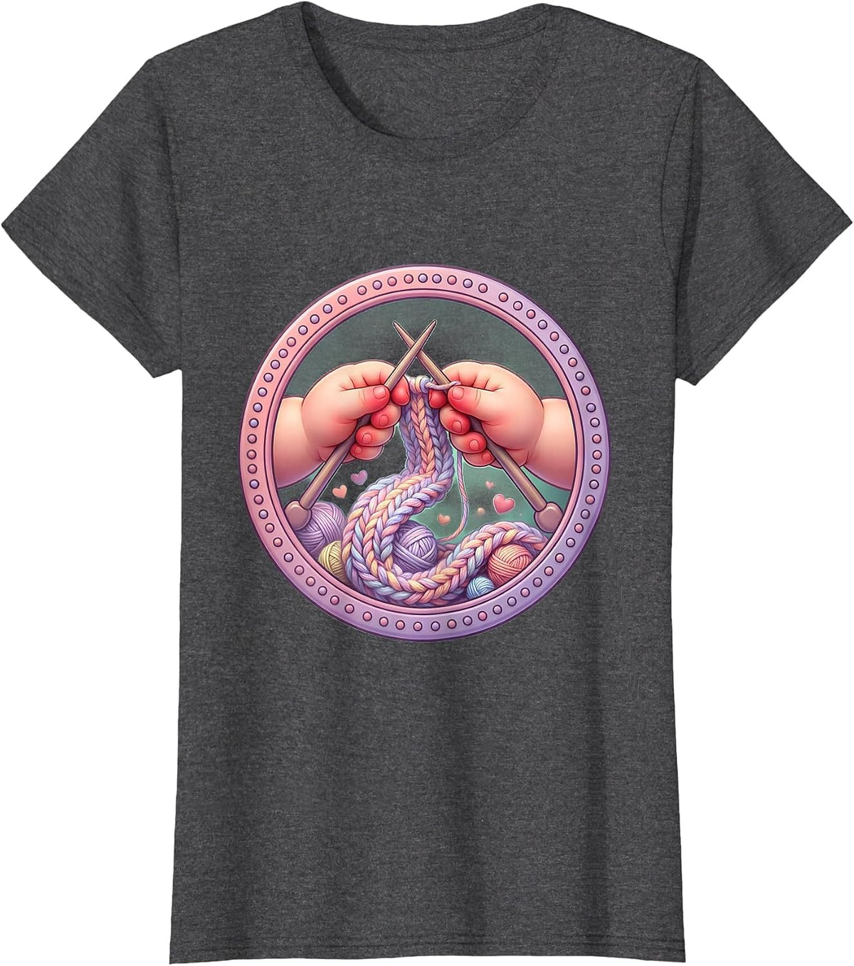 Women's Knitting Hands Kindness Cozy Scarf Illustration T-Shirt - Dark Heather Grey
